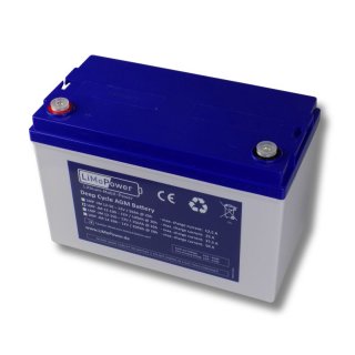 LiMoPower® Deep Cycle AGM Batterien Typ LMP-AGM 12V / 100Ah @ 10h
