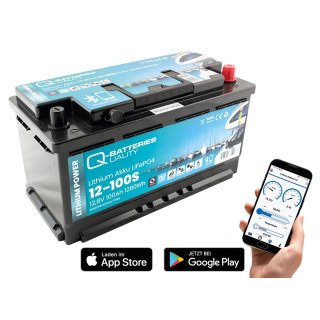 LiFePo4 Akku 12V / 100Ah - Smart BMS mit Bluetooth