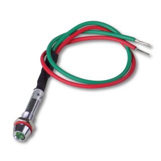 12V Alarm LED grün, Kabel 16cm